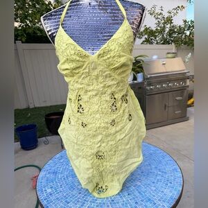 Green Yellow Floral Lace Top